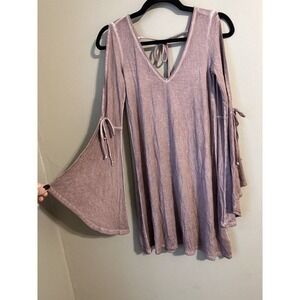 American Eagle Women's Soft & Sexy Shirt Mauve Cold Shoulder Bell Sleeve XXS